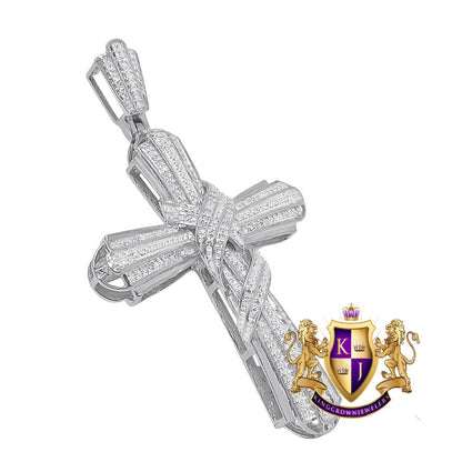 Real Genuine Authentic Diamond 0.40 Cwt. 12+ Grams Jesus Crist Holy Cross Religious Charm 10K Solid Gold Over Unisex Designer Pendant 2.5''