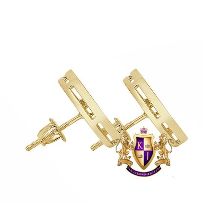 Real Genuine Diamonds 10K Gold Over Round Shape Screw Back Unisex Earrings Stud Small 14 mm