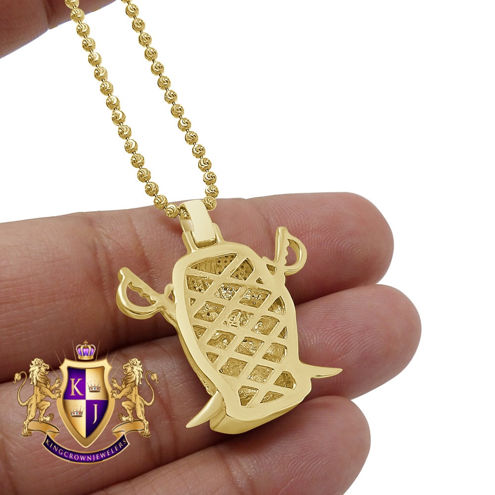 Men's Real Genuine Diamond 10k Gold Over Oakland Raiders Custom Charm Sports Pendant Chain Set