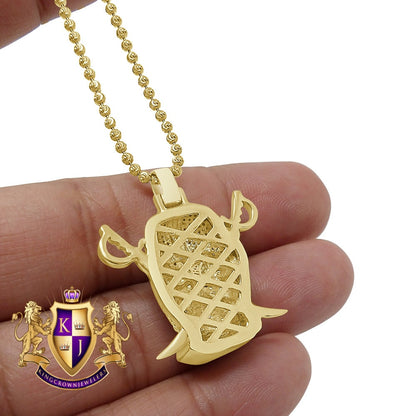 Men's Real Genuine Diamond 10k Gold Over Oakland Raiders Custom Charm Sports Pendant Chain Set