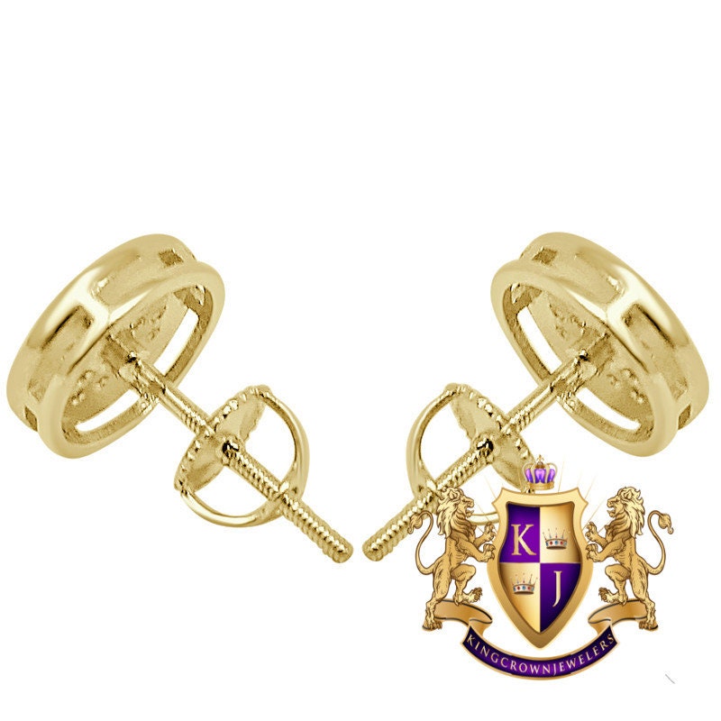 Men's Ladies Real Genuine Diamonds 10K Gold Over Round Shape Screw Back Earrings Stud Mini 8 mm