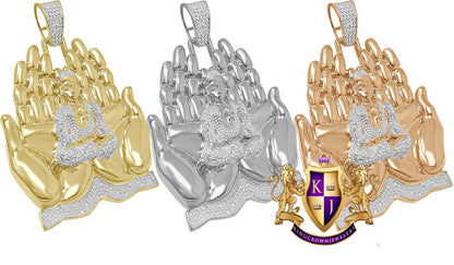Men's Real Genuine Diamond 23 + Grams Gautama Buddha Praying Hands Exlusive Custom Pendant 10K Gold Over Meditation Charm 2.25''