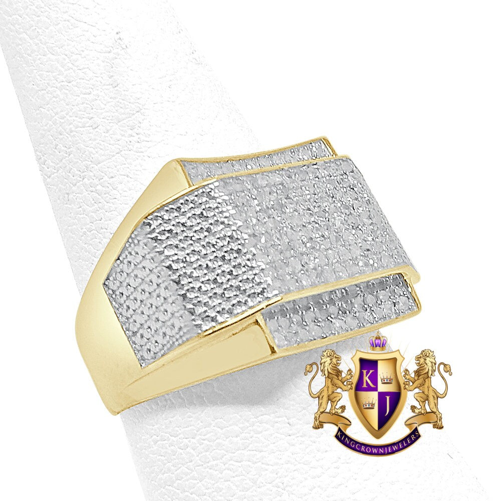 Men's Real Genuine Diamond 0.50 Cwt. 10K Yellow Gold Over Wedding Engagement Pinky Ring Band