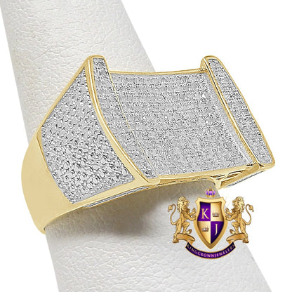 Real Genuine Diamond 0.65 Cwt. 10K Yellow Gold Over Wedding Engagement Men's Pinky Ring Band