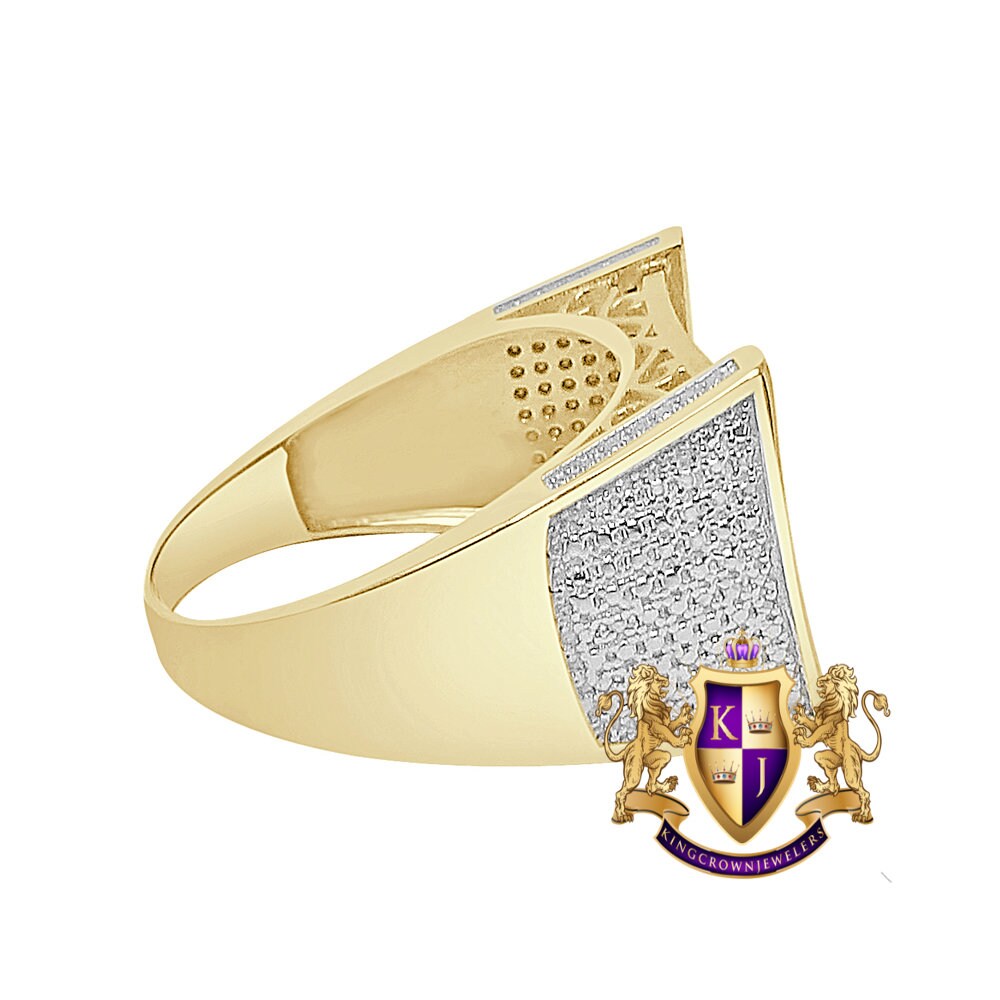 Real Genuine Diamond 0.65 Cwt. 10K Yellow Gold Over Wedding Engagement Men's Pinky Ring Band
