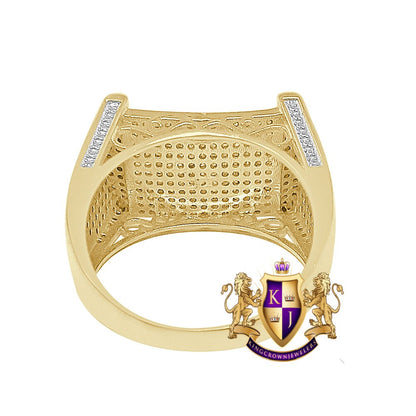 Real Genuine Diamond 0.65 Cwt. 10K Yellow Gold Over Wedding Engagement Men's Pinky Ring Band