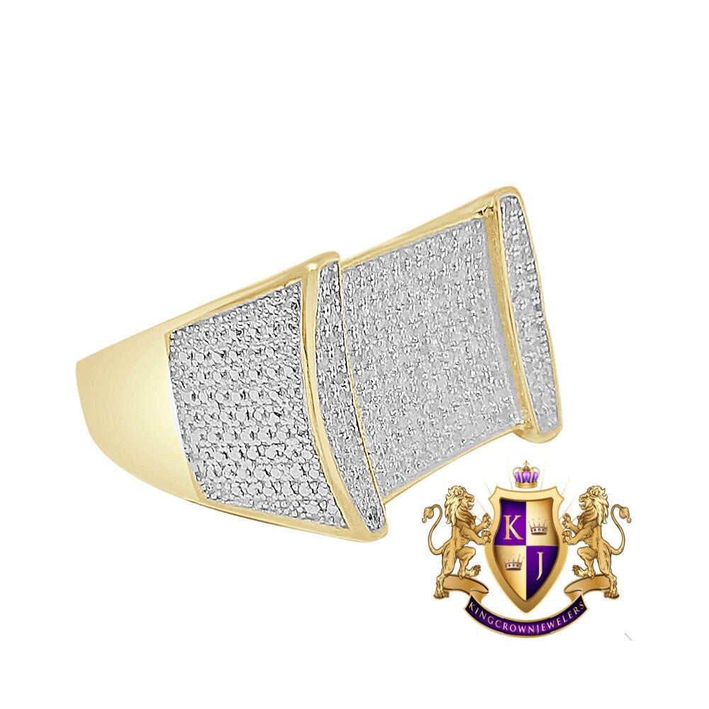 Real Genuine Diamond 0.65 Cwt. 10K Yellow Gold Over Wedding Engagement Men's Pinky Ring Band