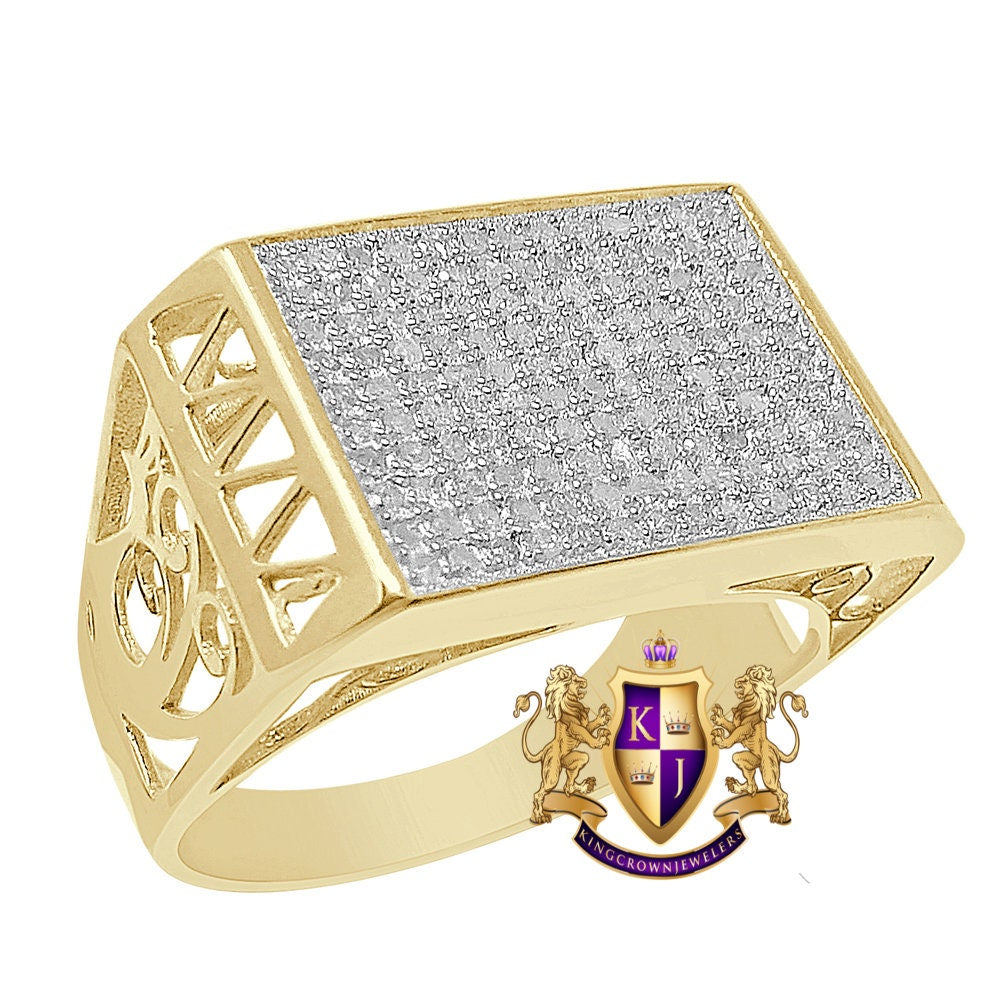 Genuine Real Diamond 0.40 Cwt. 10K Yellow Gold Over Wedding Engagement Men's Pinky Ring Band