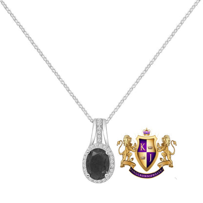 Black Onyx Real Sterling Silver 10K White Gold Over Pendent Charm Chain Neckless Earrings Ring 3 Piece Combo Set