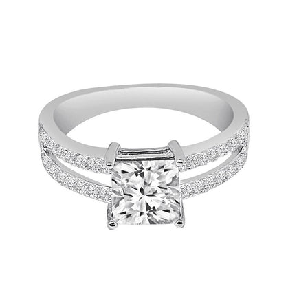 Real Sterling Silver Solitaire Crystal Clear Zirconia 10K White Gold Over Pendent Charm Chain Neckless Earrings Ring 3 Piece Combo Set