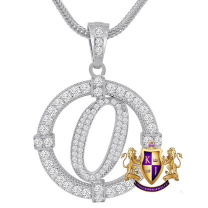 Solitaire Men's Big 2.75'' 14k Gold Over Round Medallion Cursive Initial Letter Alphabet "O" Charm Pendent Chain Set 39 + Grams