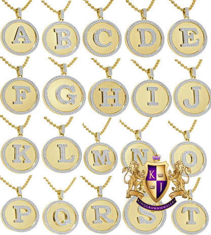 Mens 100% Real 10k Yellow Gold Genuine Diamond Initial Letter Pendent Charm + Free Chain Necklace