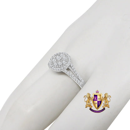 1.00 Cwt. Ladies Women's Real Sterling Silver 10K White Gold Over Simulated Diamond Engagement Bridal Ring Band