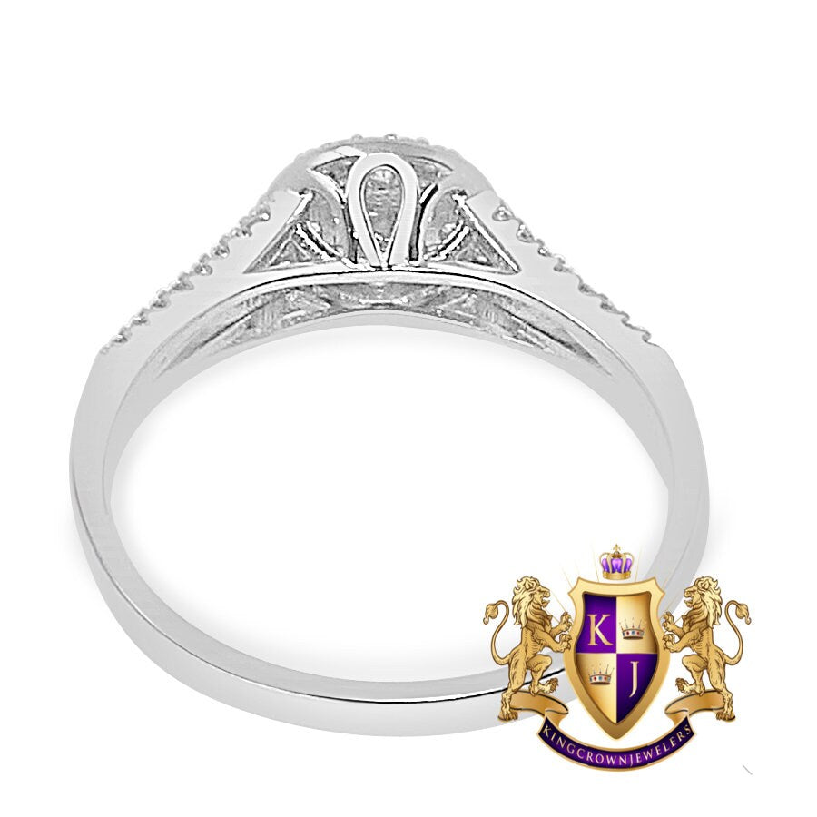 1.00 Cwt. Ladies Women's Real Sterling Silver 10K White Gold Over Simulated Diamond Engagement Bridal Ring Band