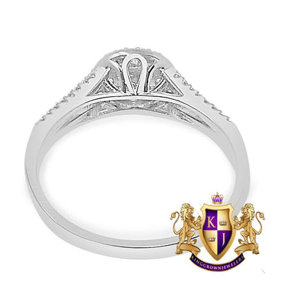 1.00 Cwt. Ladies Women's Real Sterling Silver 10K White Gold Over Simulated Diamond Engagement Bridal Ring Band