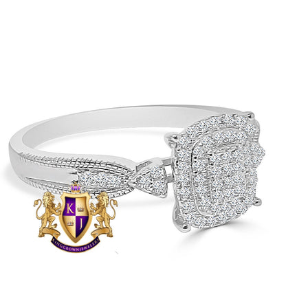 Ladies Women's Real Sterling Silver 10K White Gold Over Simulated Diamond Engagement Bridal Ring Band 1.00 Cwt.