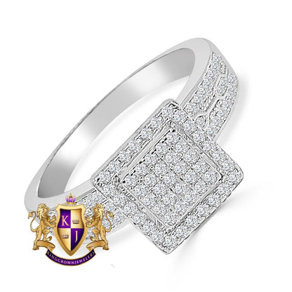 Real Sterling Silver 10K White Gold Over Simulated Diamond Ladies Women's Engagement Bridal Ring Band 1.00 Cwt.