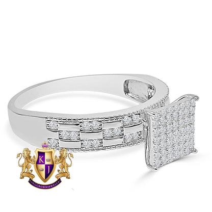 Genuine Sterling Silver 10K White Gold Over Simulated Diamond Ladies Women's Engagement Bridal Ring Band 1.00 Cwt.