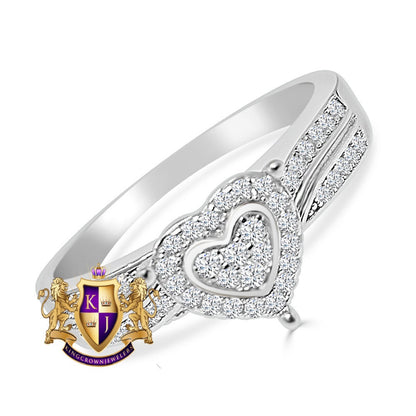 Love Heart Bridal Ring Real Sterling Silver 10K White Gold Over Ladies Engagement Band