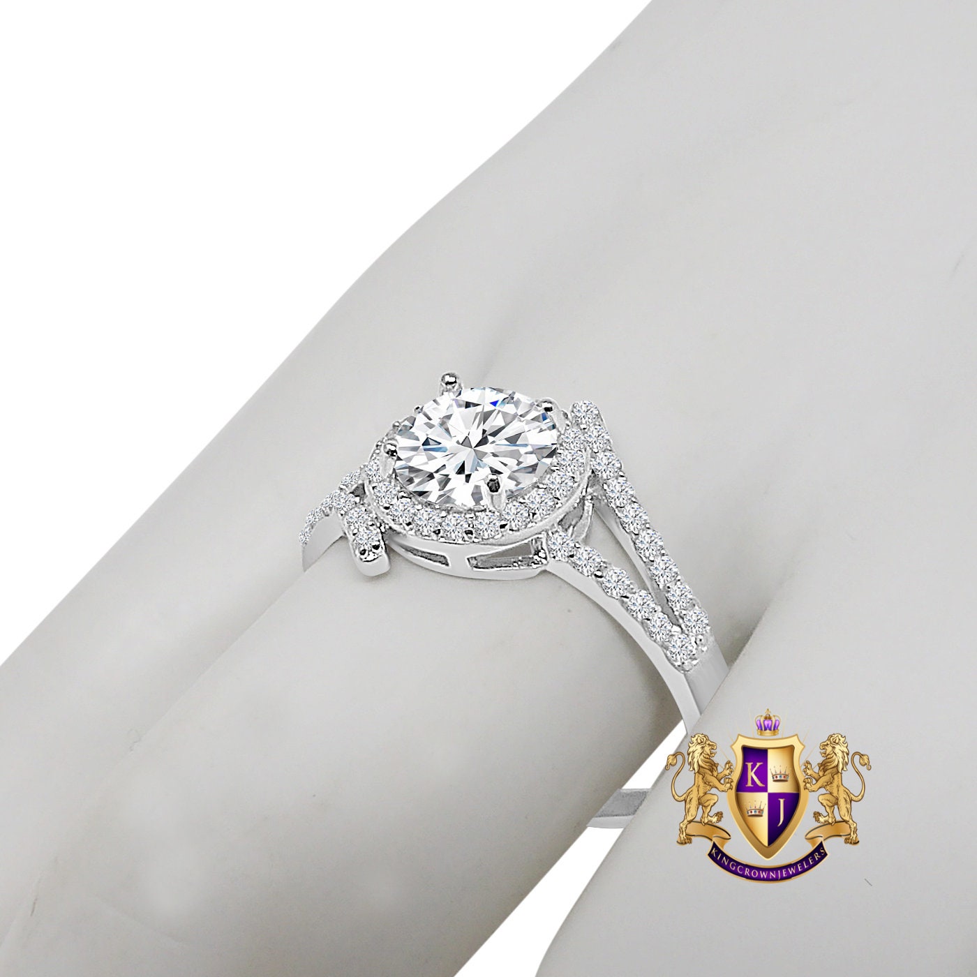 Solitaire Bridal Wedding Ring Real Sterling Silver 10K White Gold Over Simulated Diamond Ladies Engagement Band