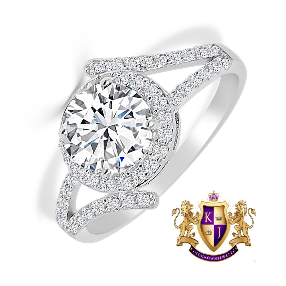 Solitaire Bridal Wedding Ring Real Sterling Silver 10K White Gold Over Simulated Diamond Ladies Engagement Band