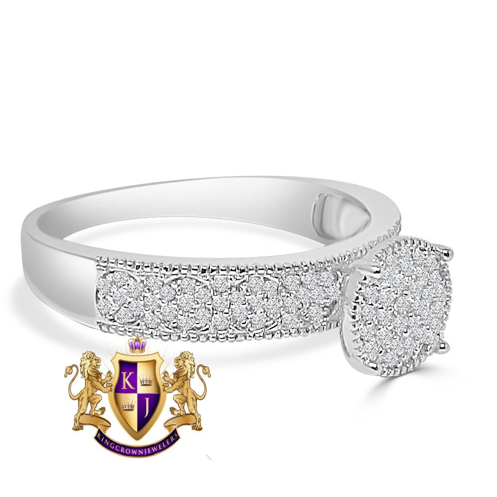 1.00 Cwt. Bridal Wedding Ring Real Sterling Silver 10K White Gold Over Simulated Diamond Ladies Engagement Band