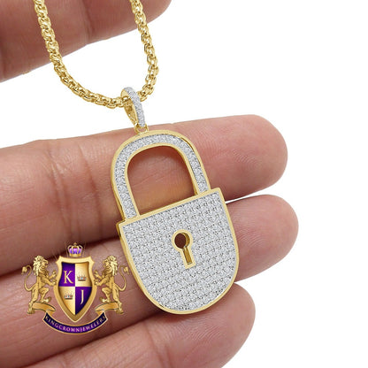 14K Real Gold Over Genuine Sterling Silver Simulated Diamond Key Pendent Men's Charm 1.75''
