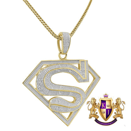 Real Genuine Authentic Diamond Custom Designer Charm 10K Gold Finish Pendent 1.80''