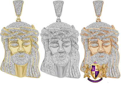 Real Genuine Diamond 1.00 Cwt. Holy Jesus Christ Face Piece Pendent 10K Gold Over Custom Charm 2''