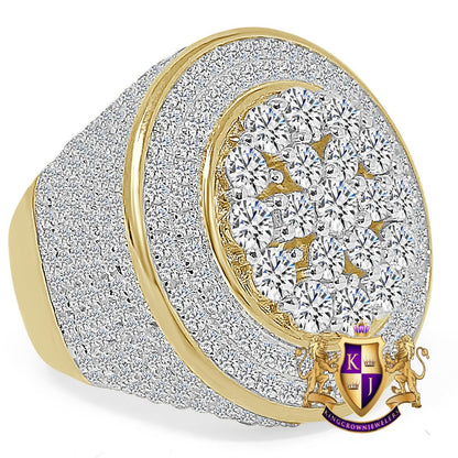 30 + Grams Big XL Jumbo Genuine Sterling Silver 12 Cwt. Simulated Diamond 14K Gold Over Men's Ring Band