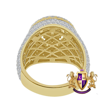 Real Genuine Italian Sterling Silver 6 Cwt. Simulated Diamond 14K Gold Over Men's Designer Custom Ring Band