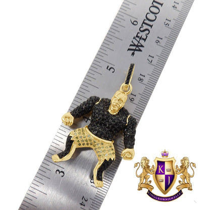Real Yellow Gold Sterling Silver Men's Custom Designer Piece Simulated Diamond Pendent Charm