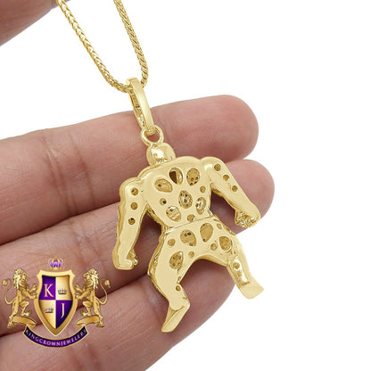Real Yellow Gold Sterling Silver Men's Custom Designer Piece Simulated Diamond Pendent Charm