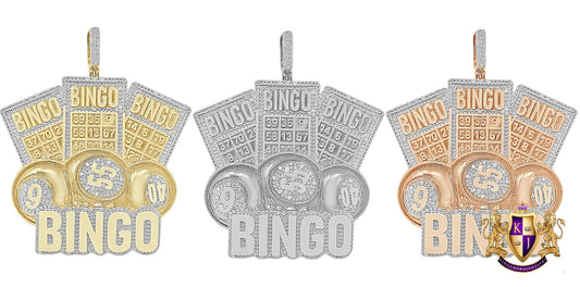 Real Genuine Diamond Bingo Card Gambling Casino Lottery Lotto Luck Ball Custom Pendent 10K Gold Over Charm 26 + Grams