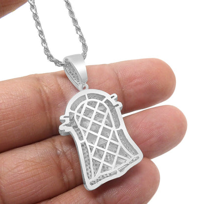Men's Real Sterling Silver Simulated Diamond 14K White Gold Over Jesus Face Piece Charm Pendent Chain Set