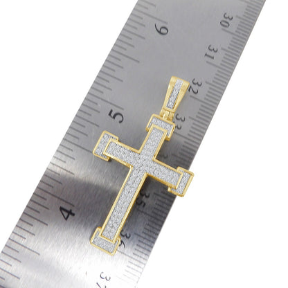 Small 1.75'' Genuine Sterling Silver Simulated Diamond 14K Gold Over Jesus Face Charm Pendent Chain Set