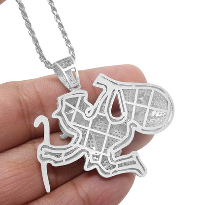 25 + Grams 14K White Gold On Genuine Sterling Silver Diamond Money Man Dollar Bag Custom Designer Charm Bitcoin Pendent Chain