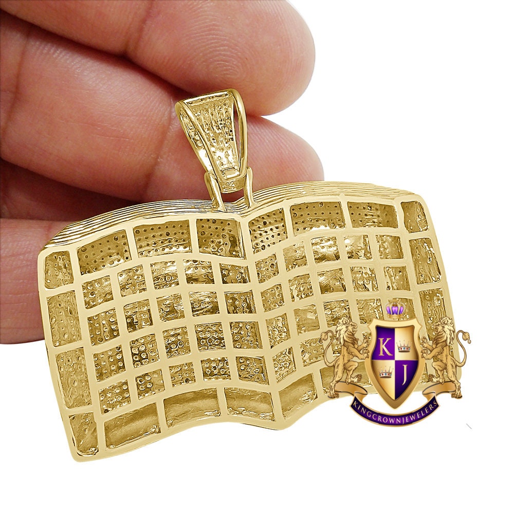 Men's Real Genuine Authentic Diamond 23+ Grams Holy Book Allah Muslim Islamic Arabic Custom Pendant 10K Solid Gold Over "Almighty God" Charm