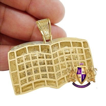 Men's Real Genuine Authentic Diamond 23+ Grams Holy Book Allah Muslim Islamic Arabic Custom Pendant 10K Solid Gold Over "Almighty God" Charm
