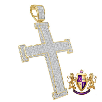 22 + Grams 3D Big XL 3.25'' Simulated Diamond 14K Gold Over Jesus Cross Designer Men's Custom Charm Pendent
