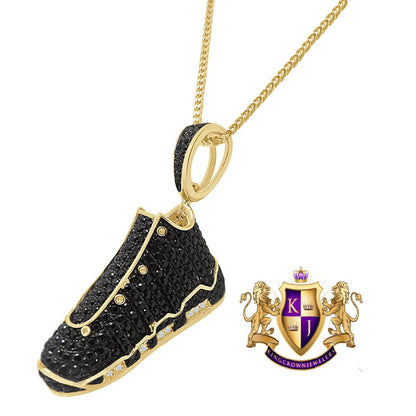 Sterling Silver Blank Simulated Diamond 14K Gold Over Designer Sports Shoe Sneaker Pendent Charm 1.75''