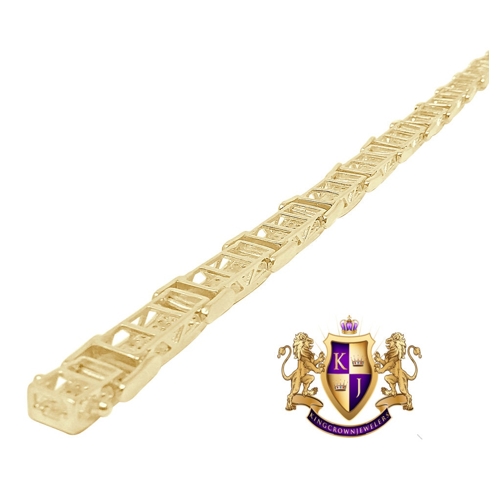 100% Genuine Real Diamond 10k Yellow Gold Over Men's Ladies Tennis Link Bracelet 8''