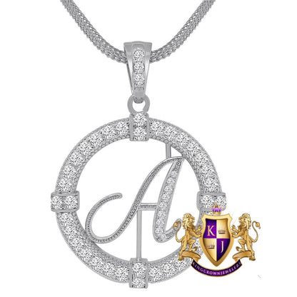 Solitaire Men's Big 2.75'' 14k Gold Over Round Medallion Initial Letter Alphabet "A" Charm Pendent Chain Set 39 + Grams
