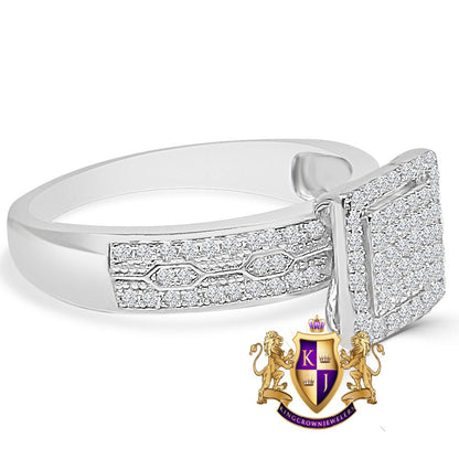 Real Sterling Silver 10K White Gold Over Simulated Diamond Ladies Women's Engagement Bridal Ring Band 1.00 Cwt.