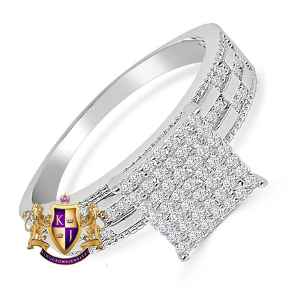 Genuine Sterling Silver 10K White Gold Over Simulated Diamond Ladies Women's Engagement Bridal Ring Band 1.00 Cwt.
