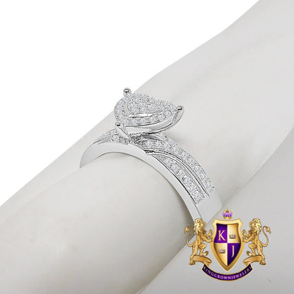 Love Heart Bridal Ring Real Sterling Silver 10K White Gold Over Ladies Engagement Band