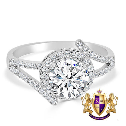 Solitaire Bridal Wedding Ring Real Sterling Silver 10K White Gold Over Simulated Diamond Ladies Engagement Band