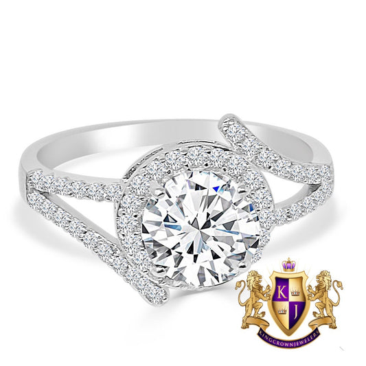 Solitaire Bridal Wedding Ring Real Sterling Silver 10K White Gold Over Simulated Diamond Ladies Engagement Band