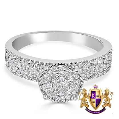 1.00 Cwt. Bridal Wedding Ring Real Sterling Silver 10K White Gold Over Simulated Diamond Ladies Engagement Band
