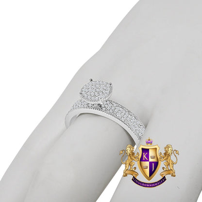 1.00 Cwt. Bridal Wedding Ring Real Sterling Silver 10K White Gold Over Simulated Diamond Ladies Engagement Band